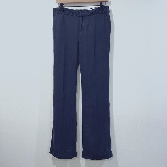Banana Republic Martin Fit Linen Pants Navy Blue Size 4 - Picture 1 of 5